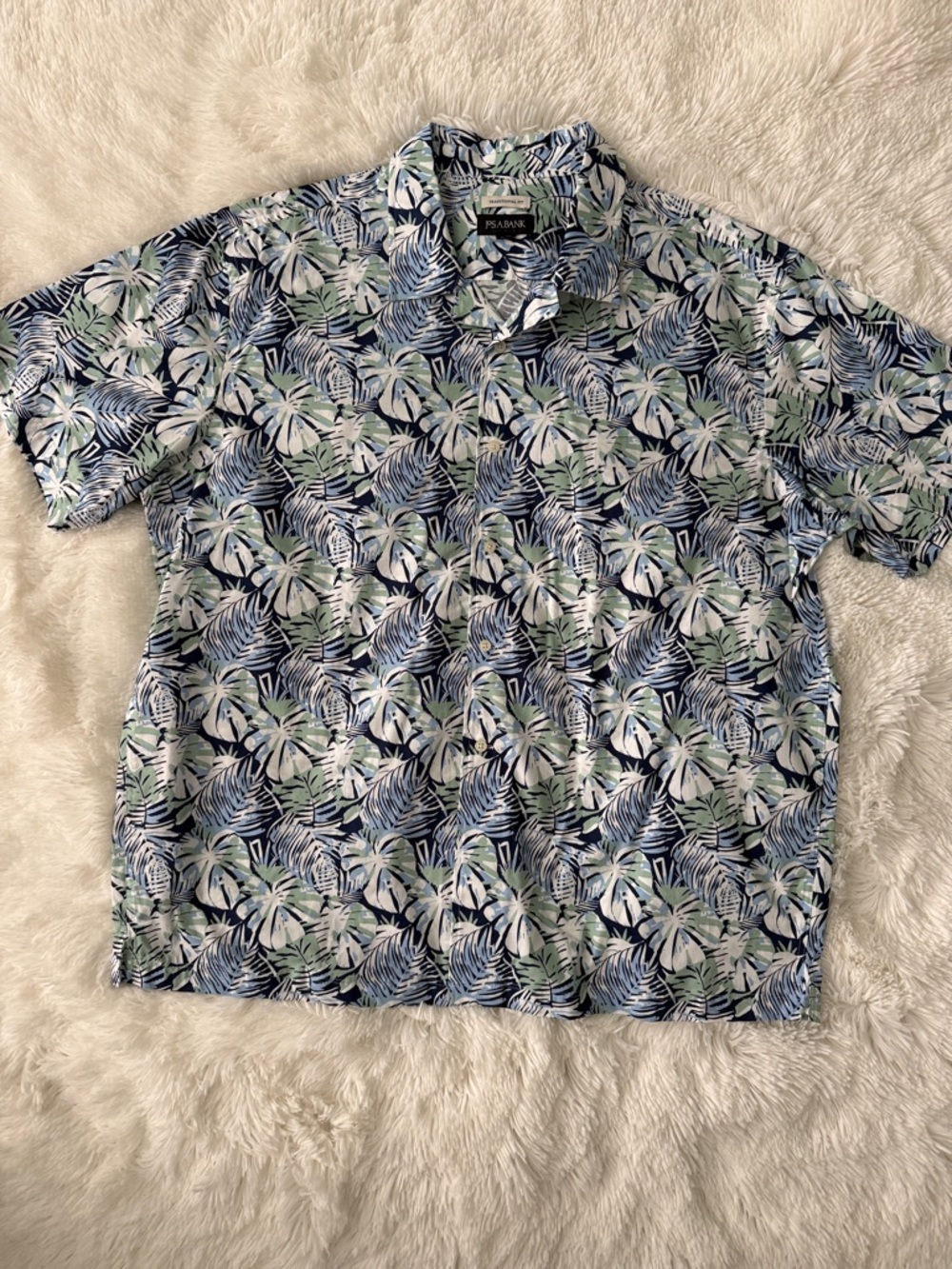 Jos. A. Bank Blue, Green & White Tropical Print Button-Down Shirt